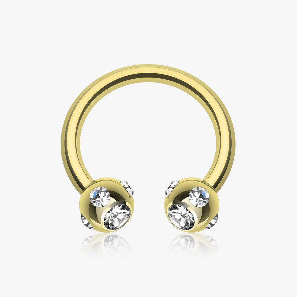 Gold Plated Aurora Gem Ball Horseshoe Circular Barbell