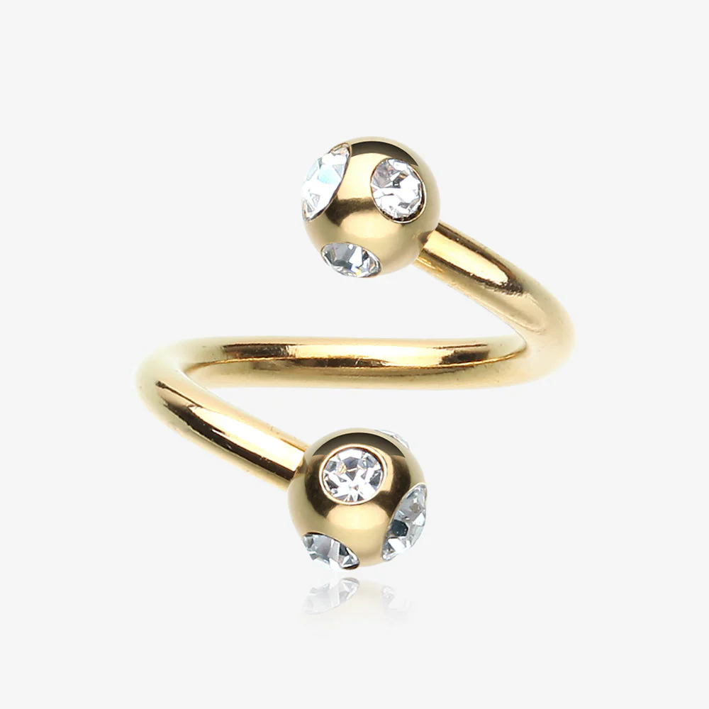 Gold Plated Aurora Gem Ball Twist Spiral Ring