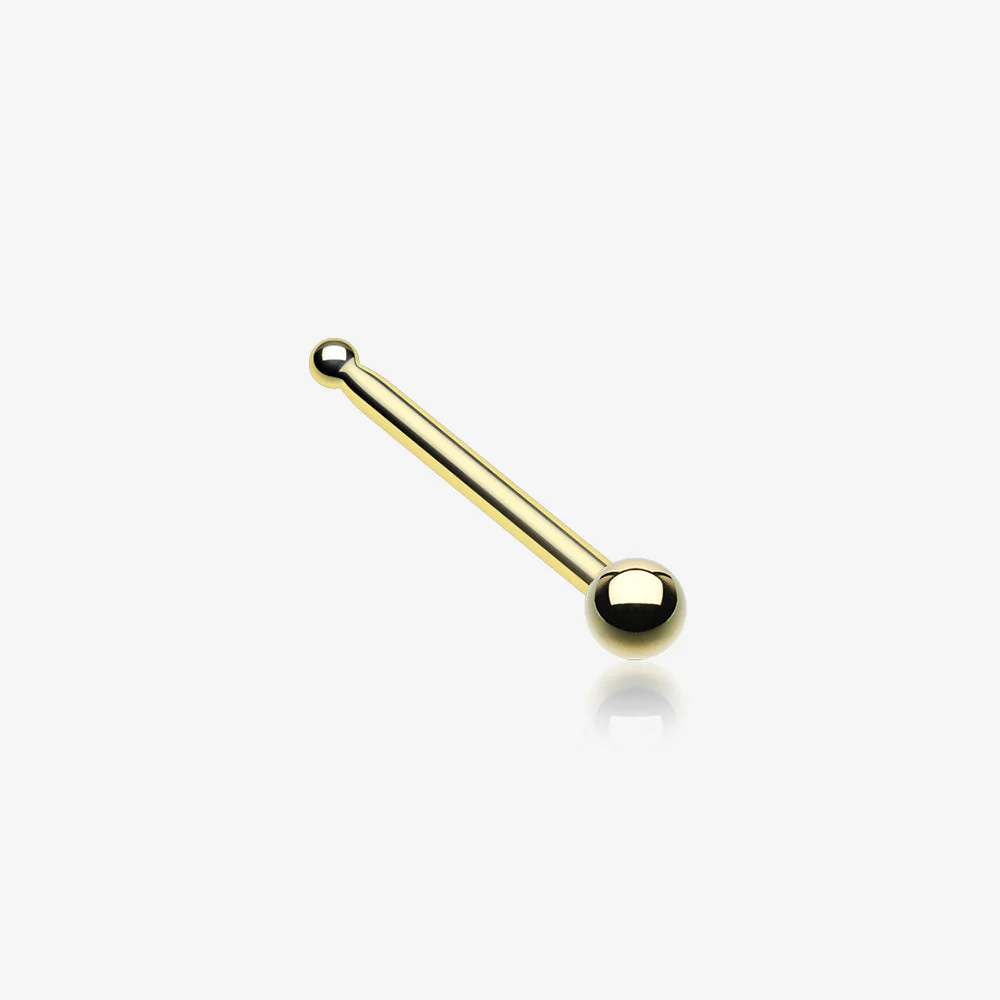 Gold PVD Ball Top Basic Nose Stud Ring