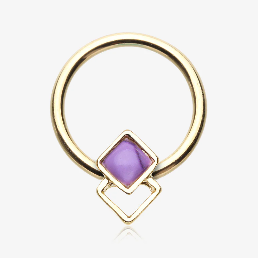 Golden Aphrodite Stone Tessel Captive Bead Ring