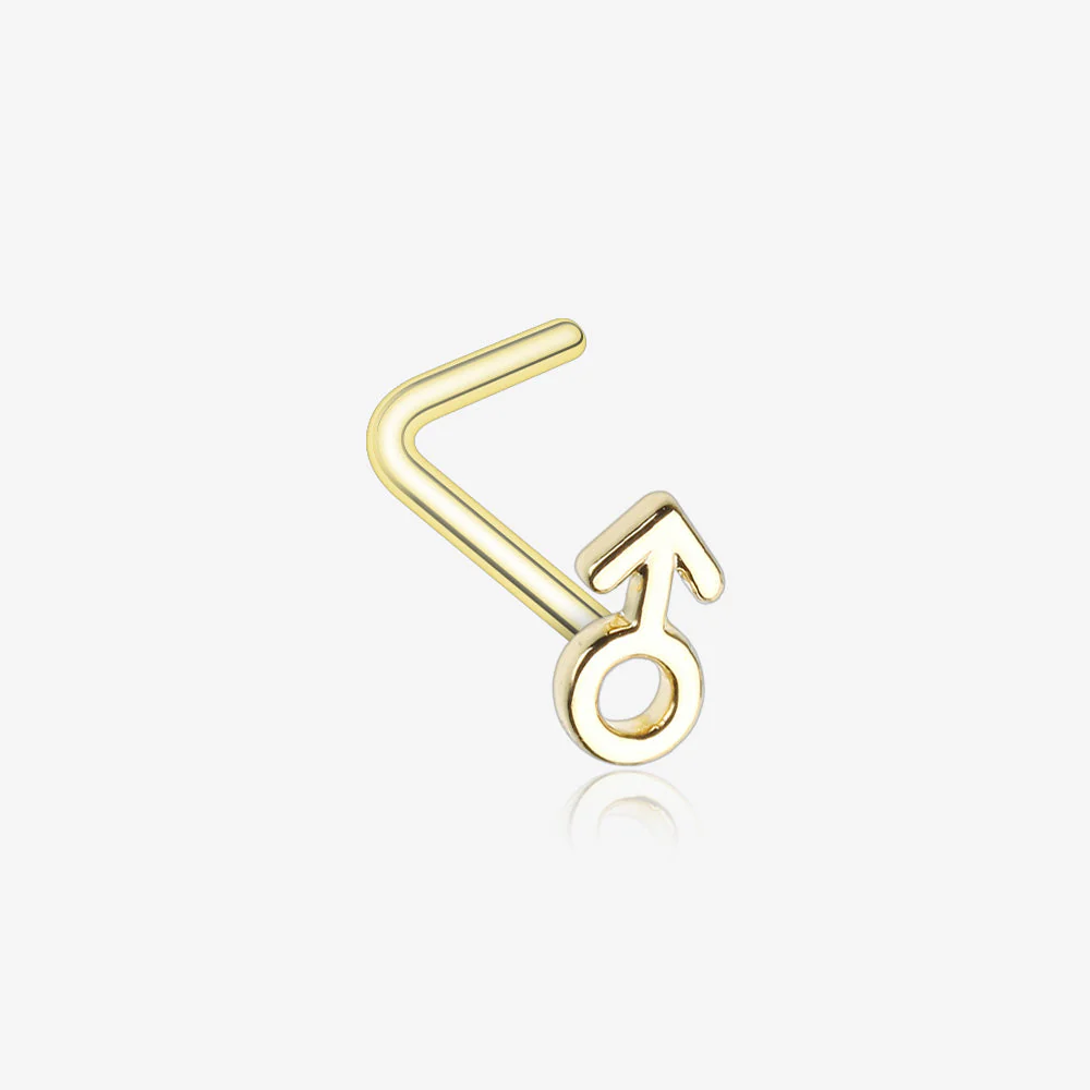 Golden Classic Male Symbol L-Shaped Nose Ring