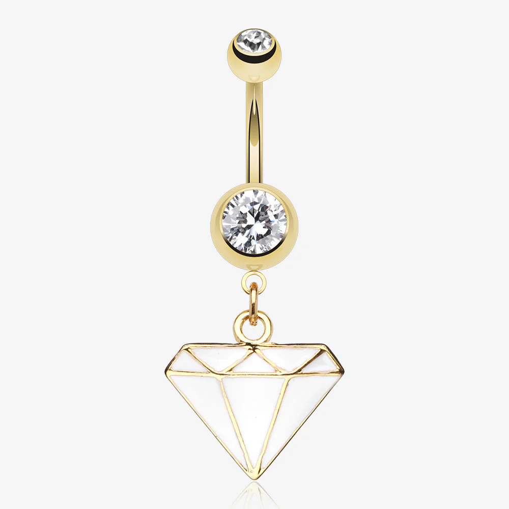 Golden Diamond Cut Belly Ring