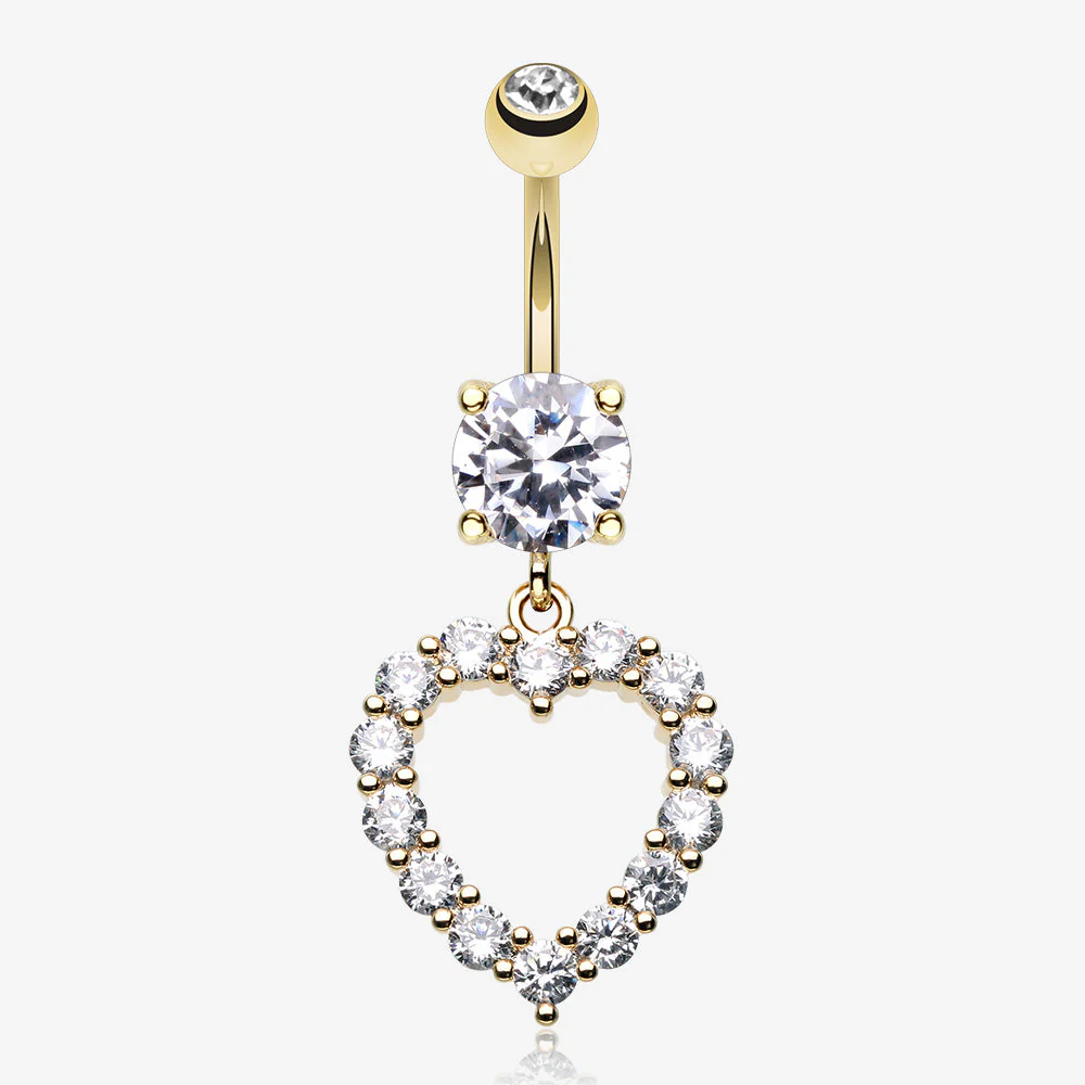 Golden Heart Affection Belly Button Ring