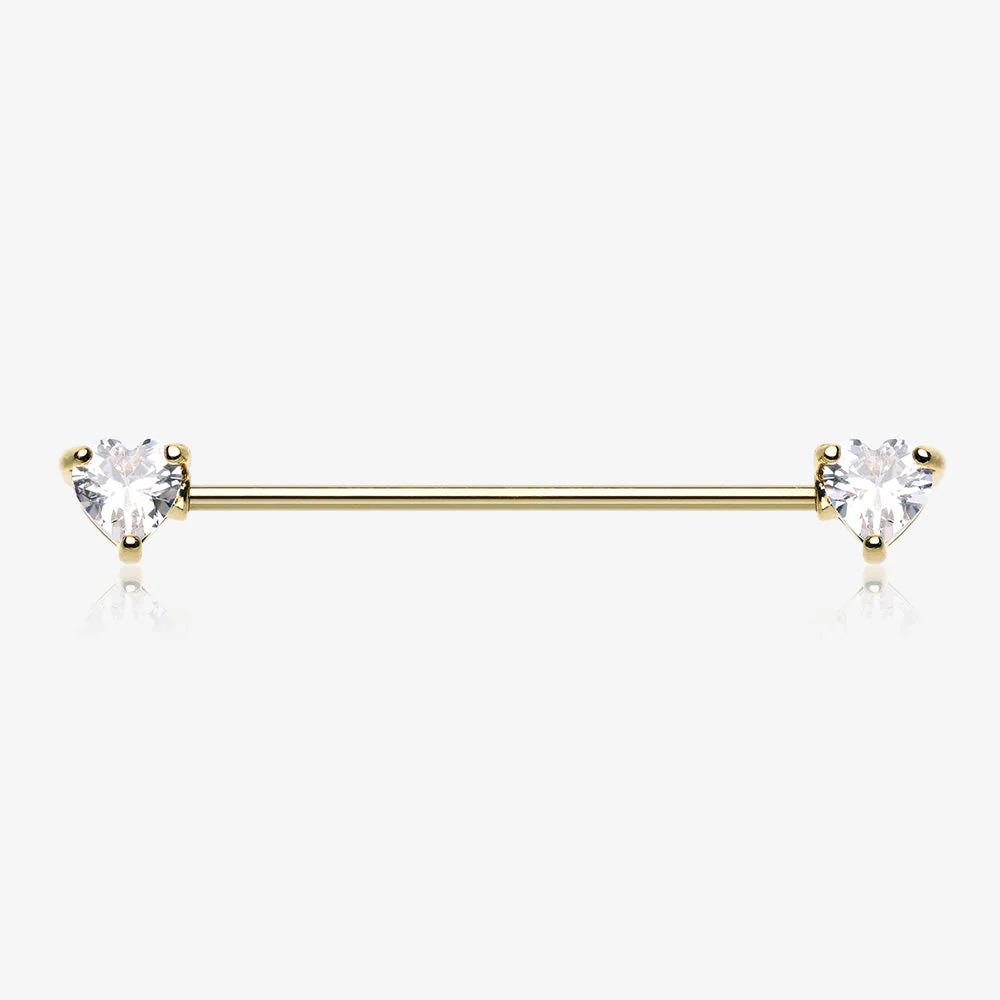 Golden Heart Sparkle Industrial Barbell
