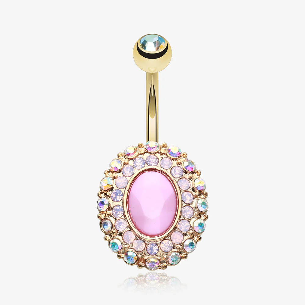 Golden Pink Radiance Belly Button Ring
