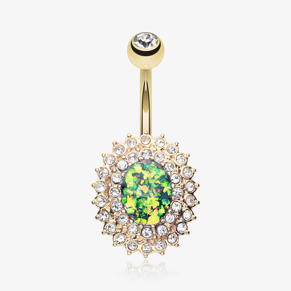 Golden Radiant Opal Sparkle Belly Button Ring