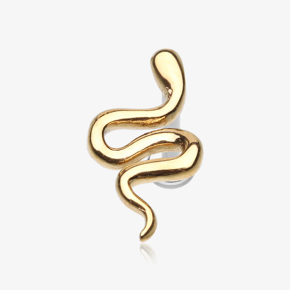 Golden Slithering Silk Snake Internally Threaded Steel Labret