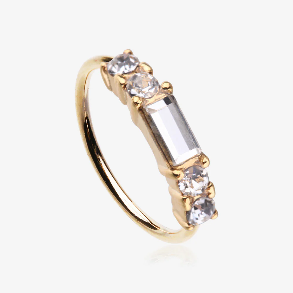 Golden Sparkle Baguette Multi-Gem Bendable Hoop Ring
