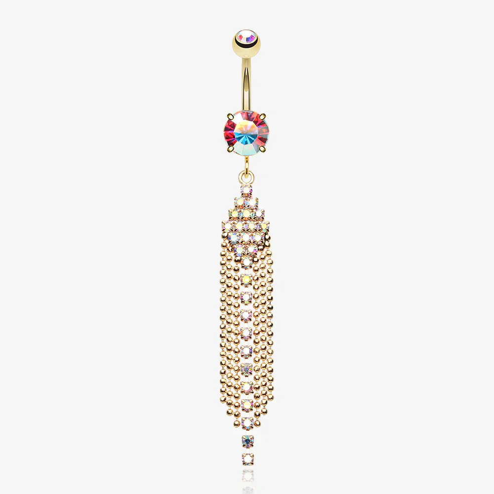 Golden Sparkle Showers Belly Button Ring