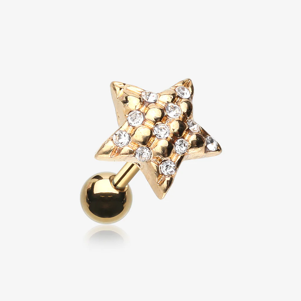 Golden Star Multi-Gem Cartilage Earring