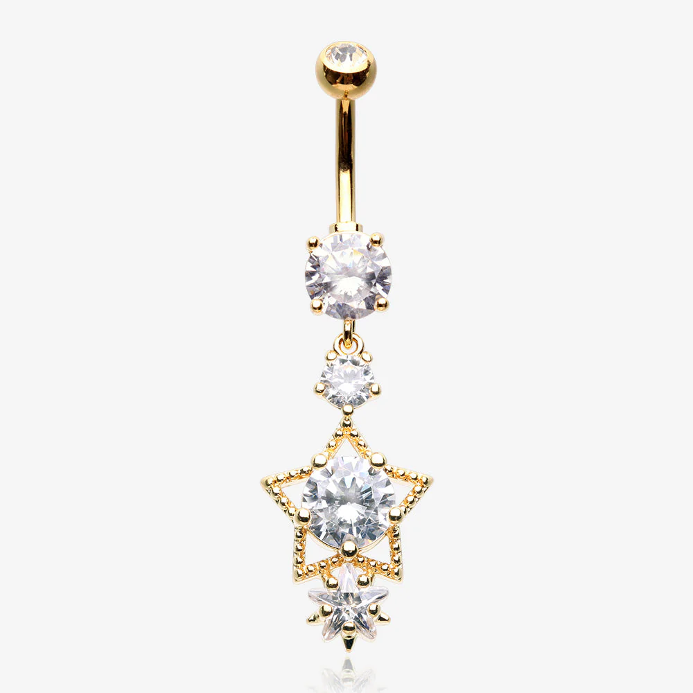 Golden Star Sparkle Shine Belly Button Ring