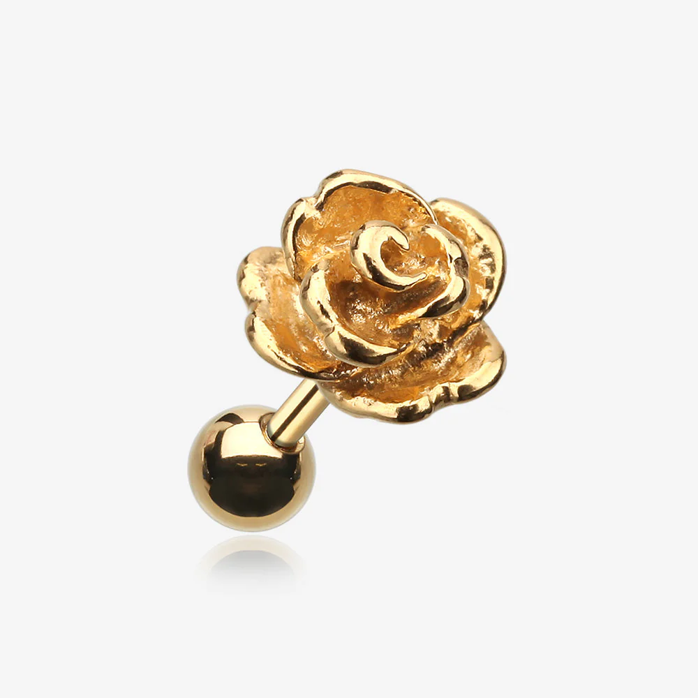 Golden Steel Rose Cartilage Earring