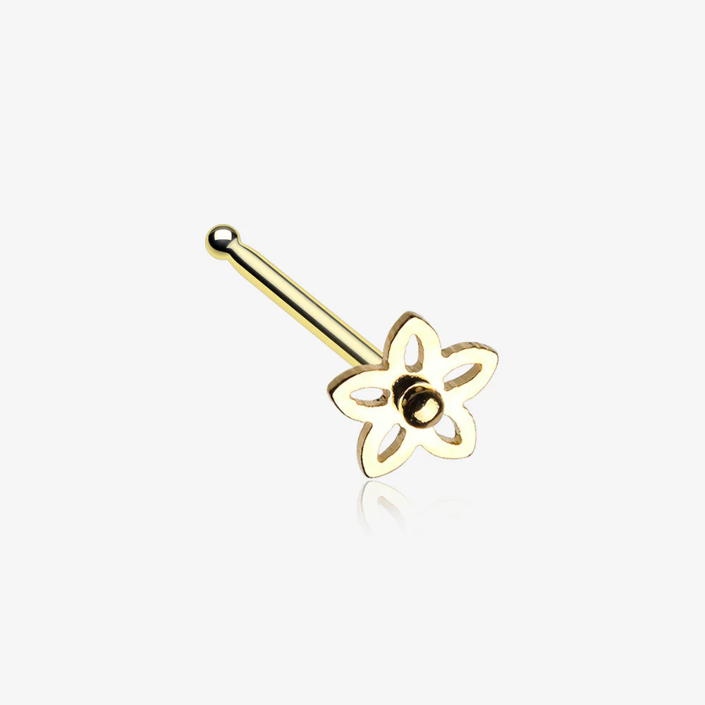 Golden Sweet Violet Flower Nose Stud Ring