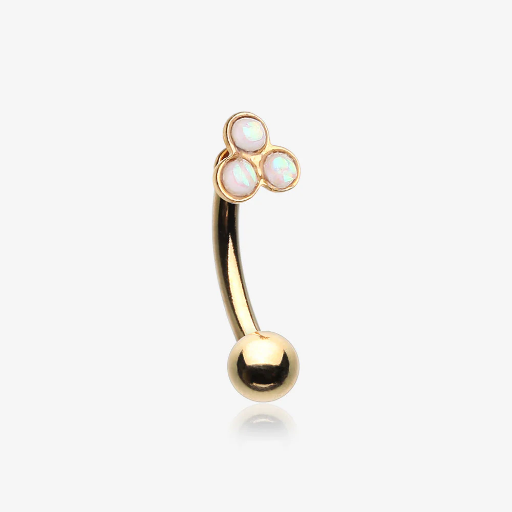 Golden Trinity Opal Sparkle Curved Barbell Ring