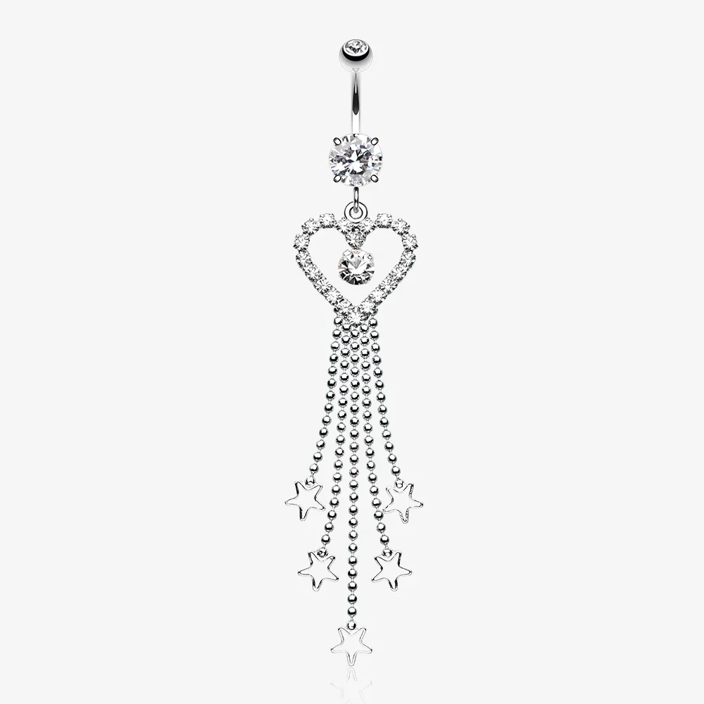 Heart Crystalline Star Falls Belly Button Ring