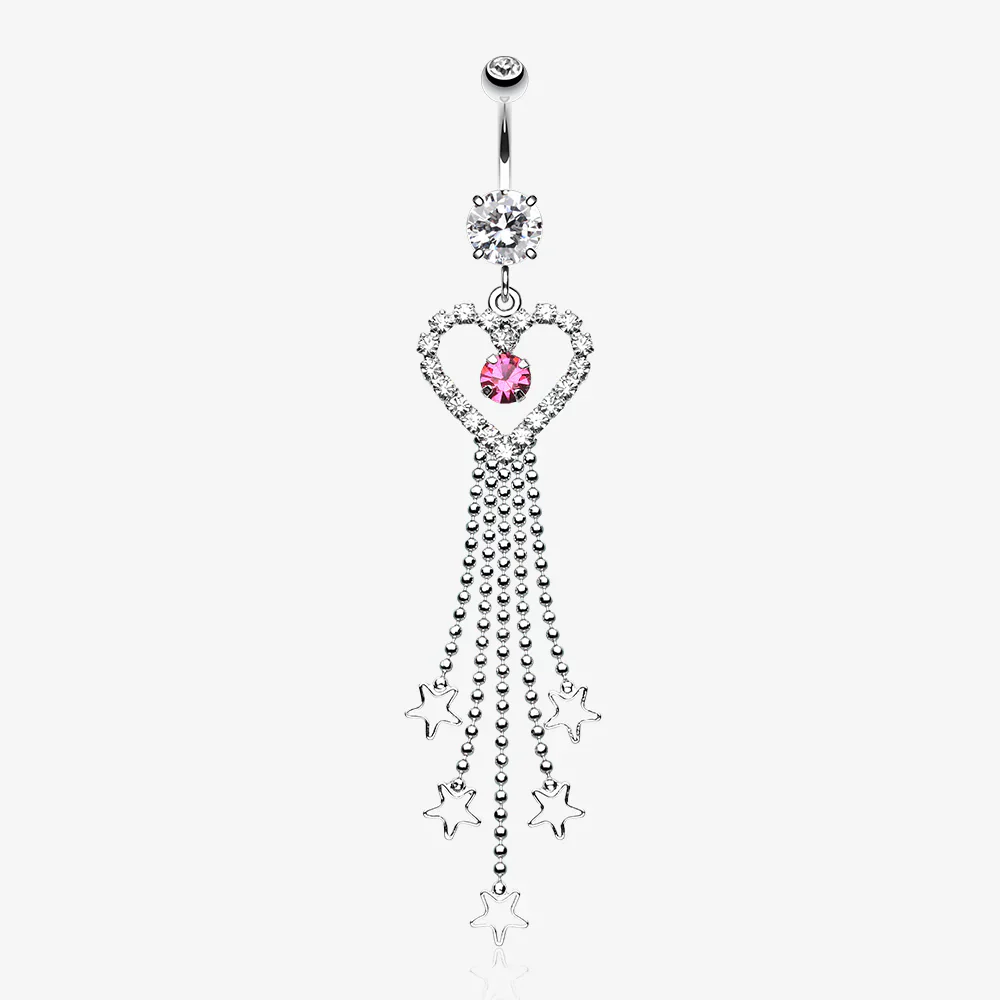 Heart Crystalline Star Falls Belly Button Ring
