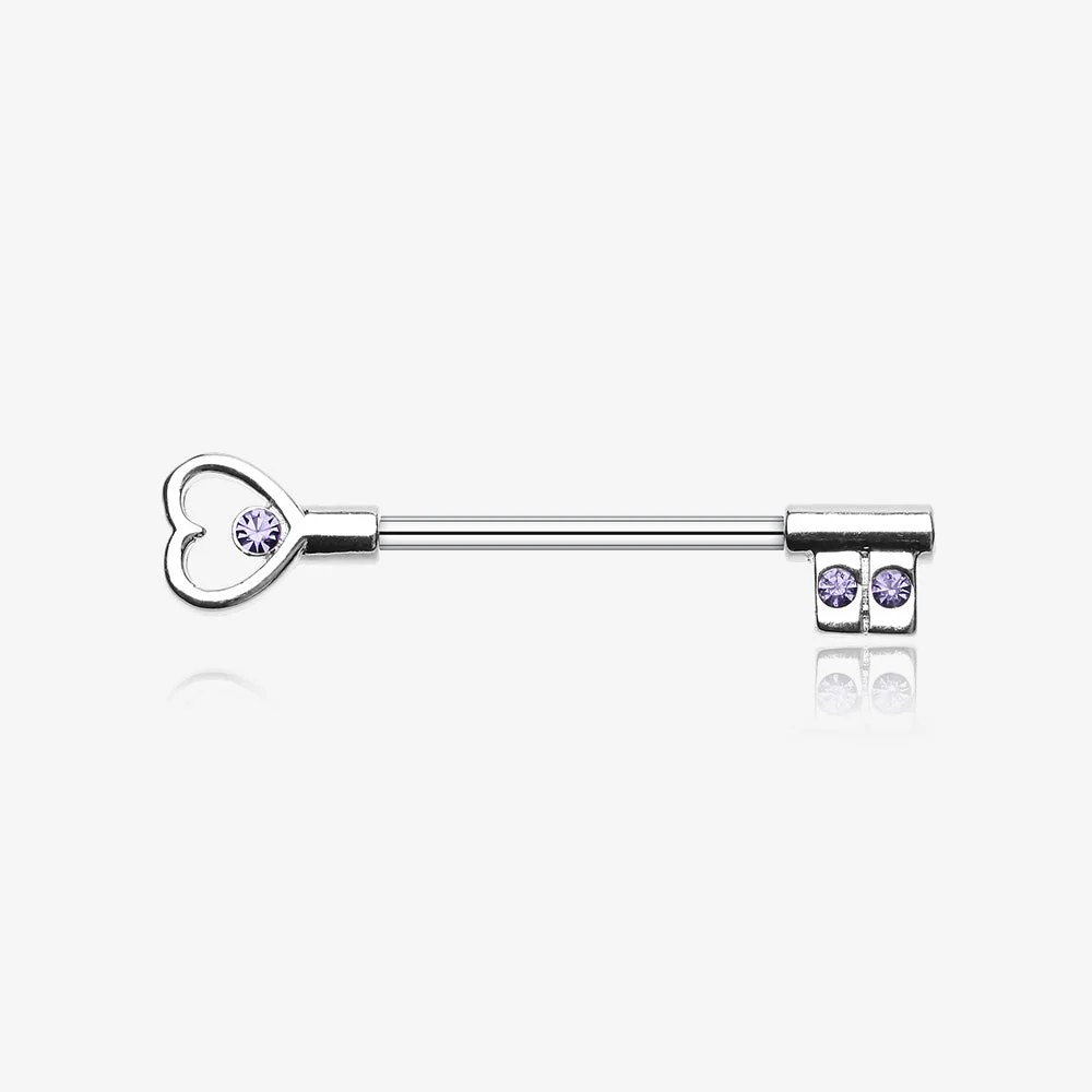 A Pair of Heart Key Nipple Barbell Ring