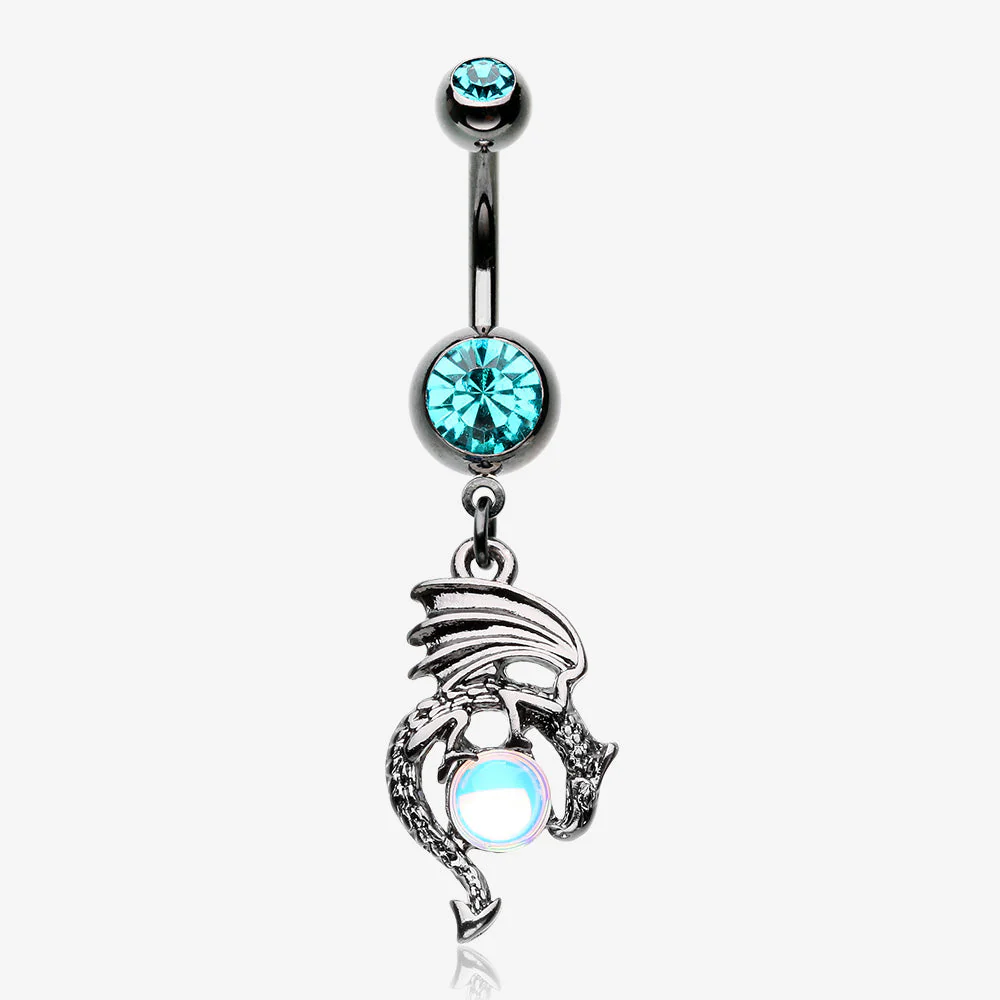 Hematite Dragon Legend Iridescent Revo Orb Belly Button Ring
