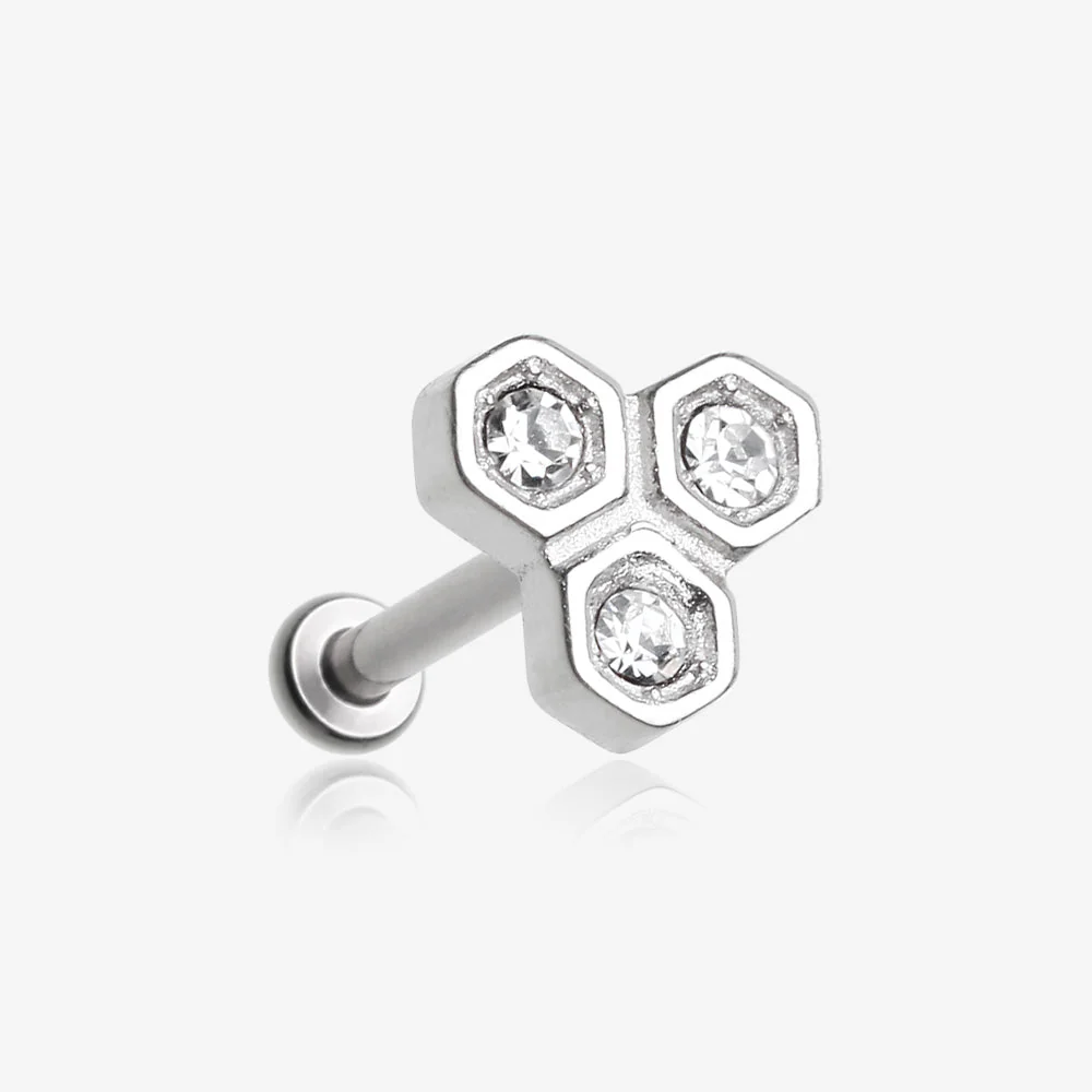 Honeycomb Sparkle Internally Threaded Steel Micro Labret