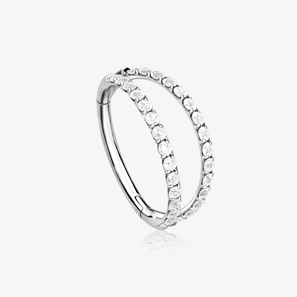 Implant Grade Titanium Double Hoop Gems Seamless Clicker Hoop Ring