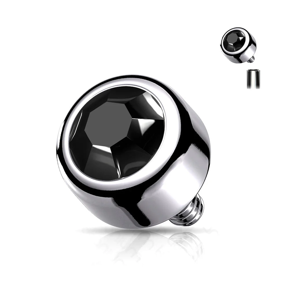 Implant Grade Titanium Internally Threaded Bezel Set Round Swarovski Crystal Part
