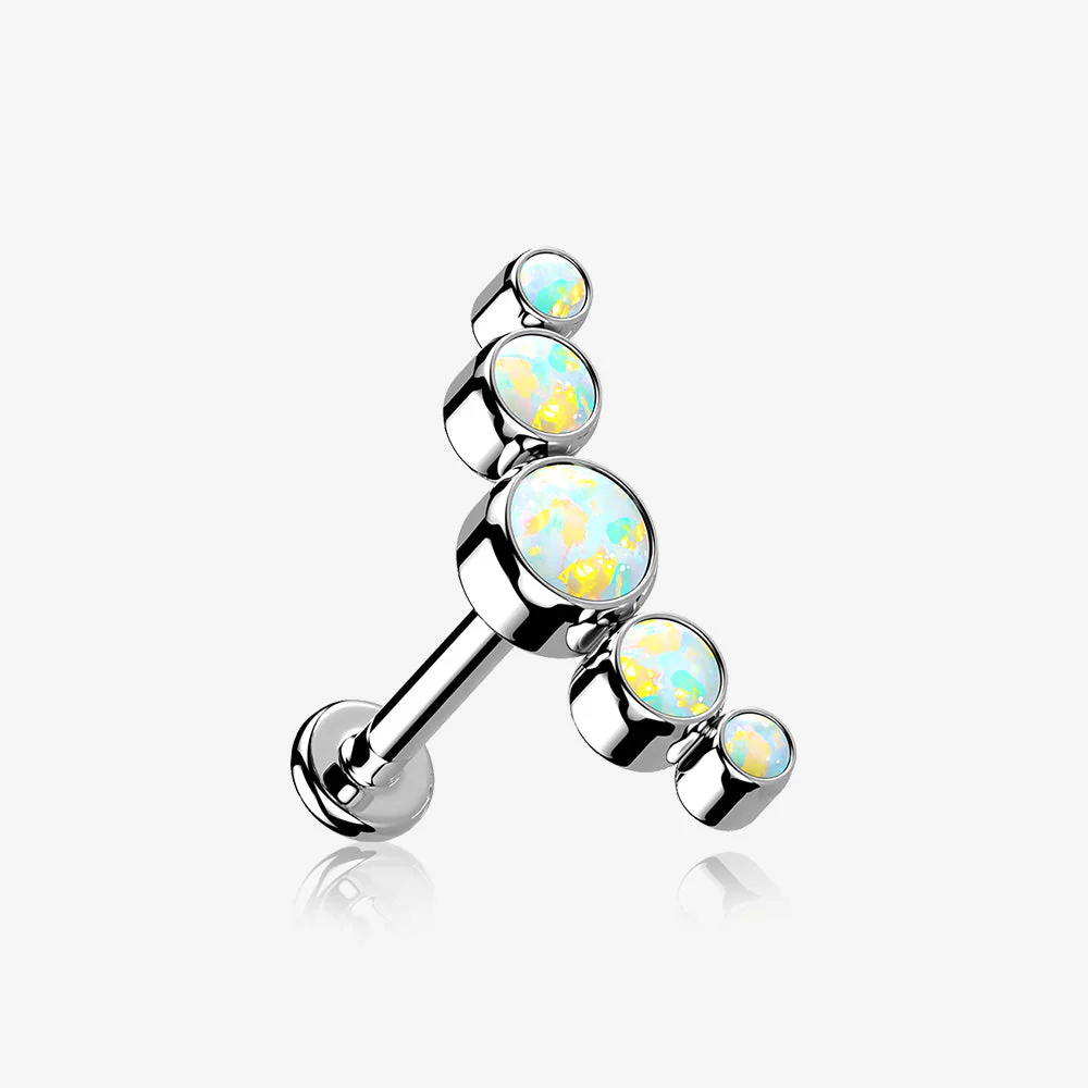 Implant Grade Titanium Journey Fire Opal Curve Top Internally Threaded Flat Back Stud Labret