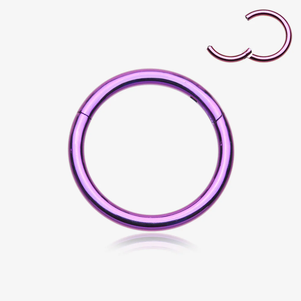 Implant Grade Titanium PVD Colorline Basic Seamless Hinged Clicker Hoop Ring