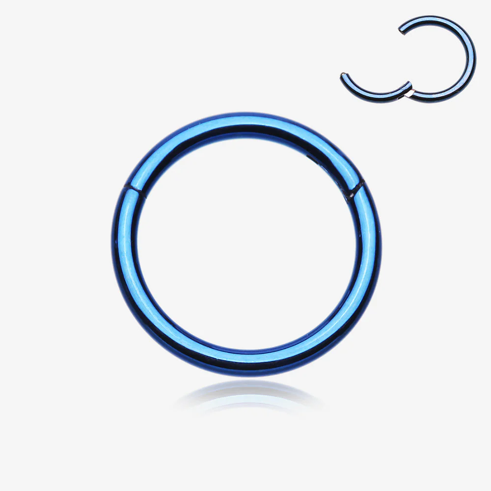 Implant Grade Titanium PVD Colorline Basic Seamless Hinged Clicker Hoop Ring