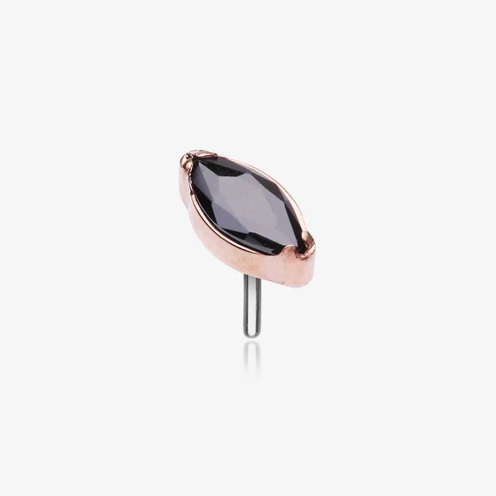 Implant Grade Titanium OneFit Threadless Rose Gold Elegant Marquise Sparkle Top Part