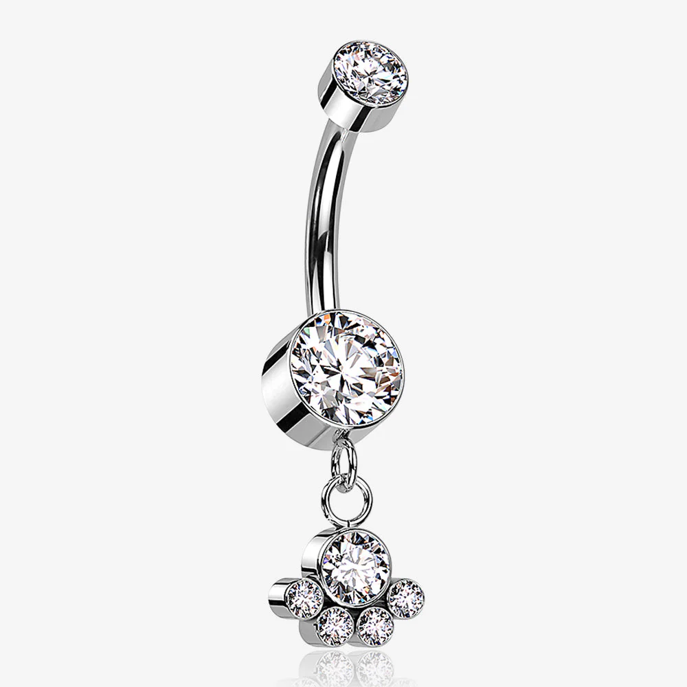 Implant Grade Titanium Sparkle Dangle Array Internally Threaded Belly Ring