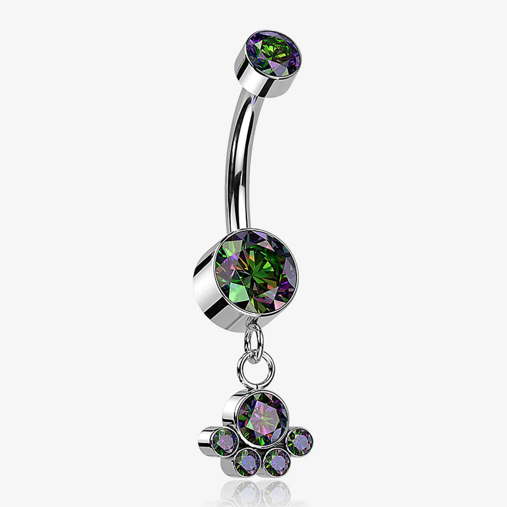 Implant Grade Titanium Sparkle Dangle Array Internally Threaded Belly Ring