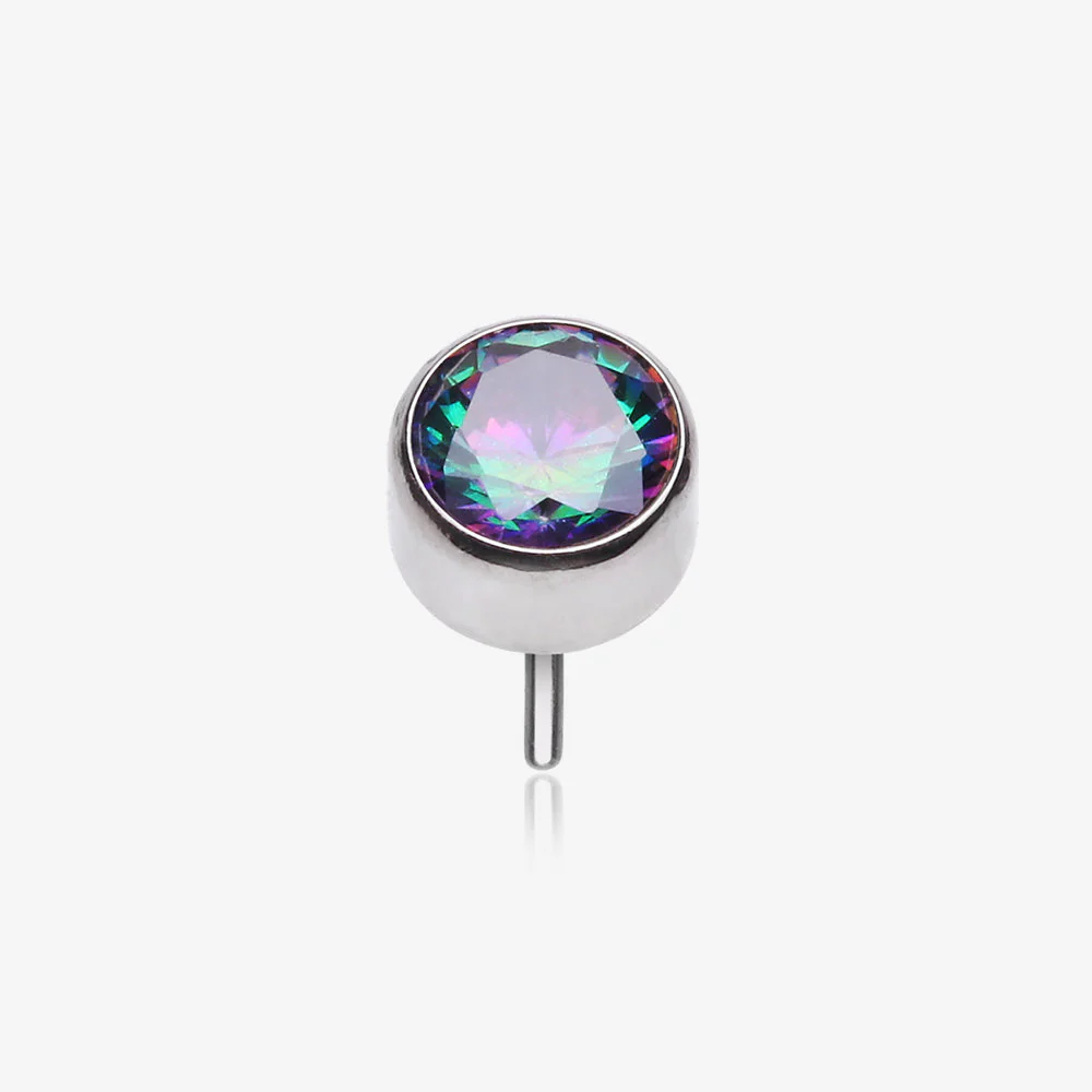 Implant Grade Titanium OneFit Threadless Bezel Round Gem Sparkle Top Part