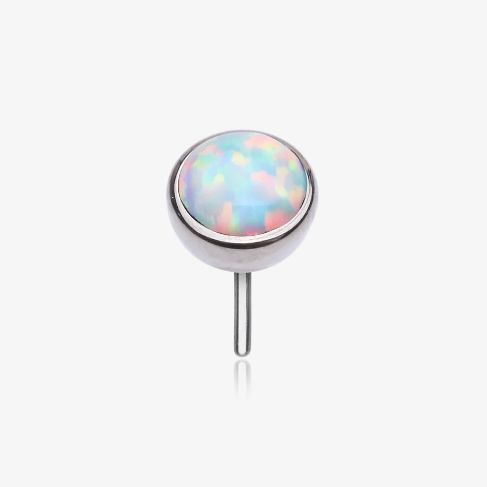 Implant Grade Titanium OneFit Threadless Bezel Set Fire Opal Top Part