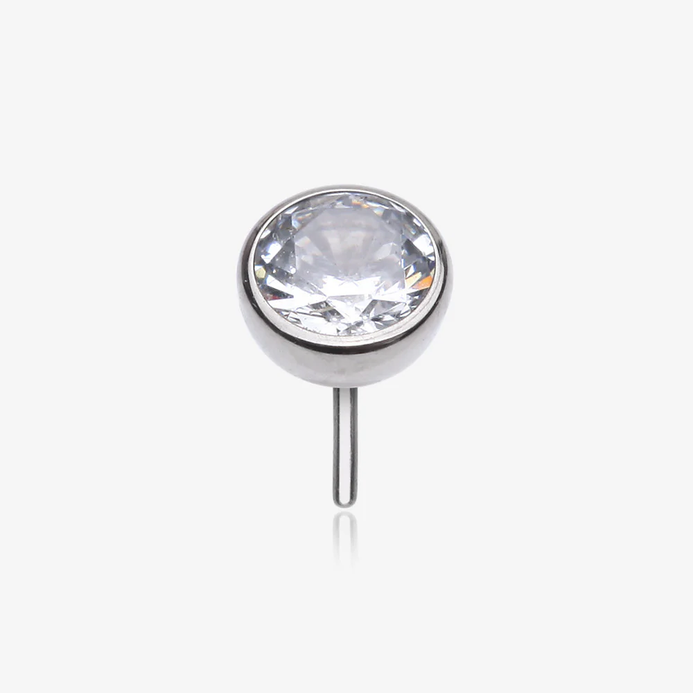 Implant Grade Titanium OneFit Threadless Bezel Set Sparkle Gem Top Part