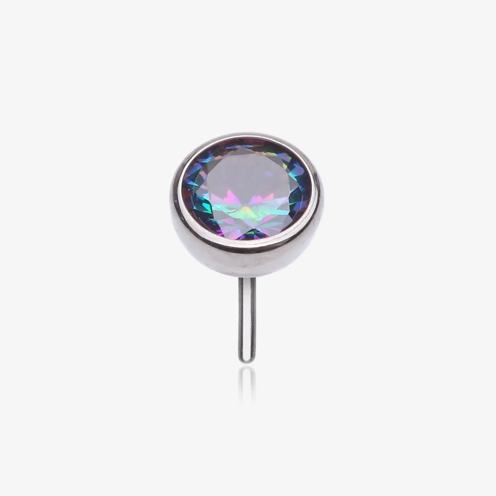 Implant Grade Titanium OneFit Threadless Bezel Set Sparkle Gem Top Part