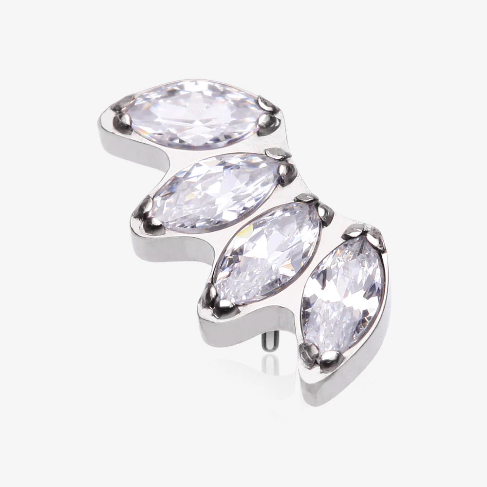 Implant Grade Titanium OneFit Threadless Brilliant Marquise Sparkle Fan Top Part