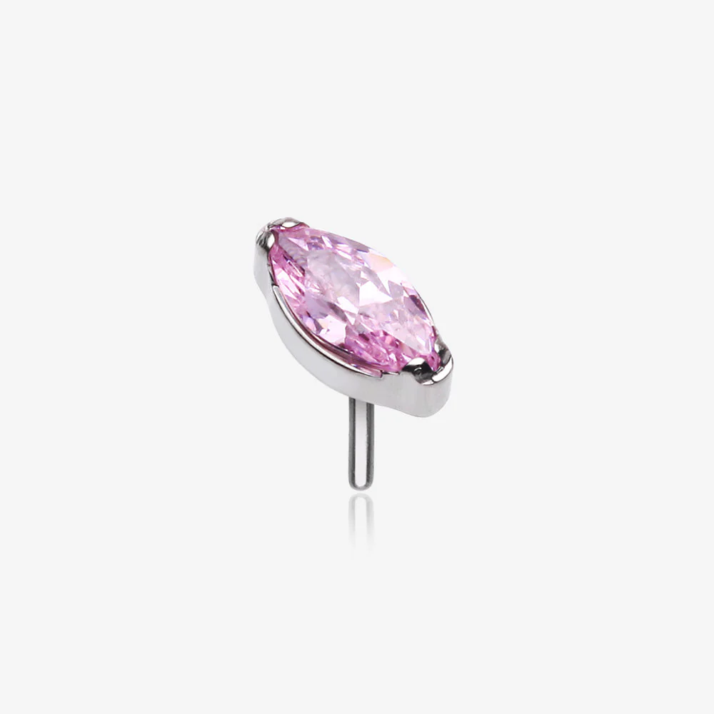 Implant Grade Titanium OneFit Threadless Elegant Marquise Sparkle Top Part