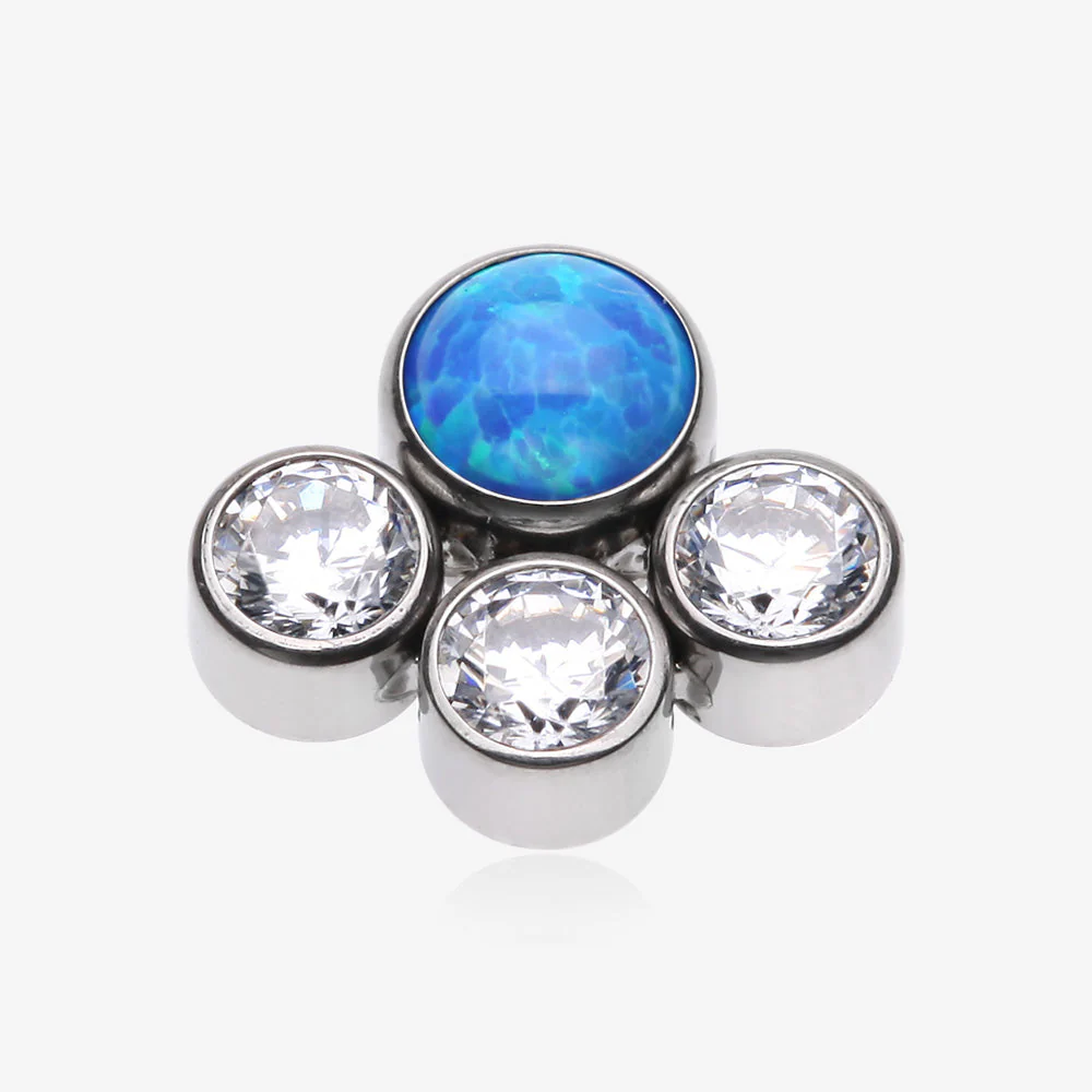Implant Grade Titanium OneFit Threadless Fire Opal Floral Multi-Gem Sparkle Top Part