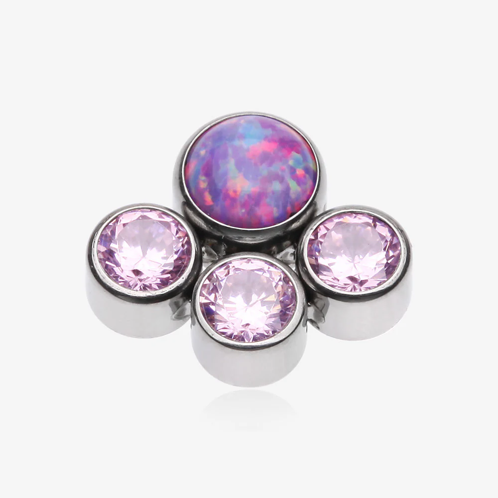 Implant Grade Titanium OneFit Threadless Fire Opal Floral Multi-Gem Sparkle Top Part