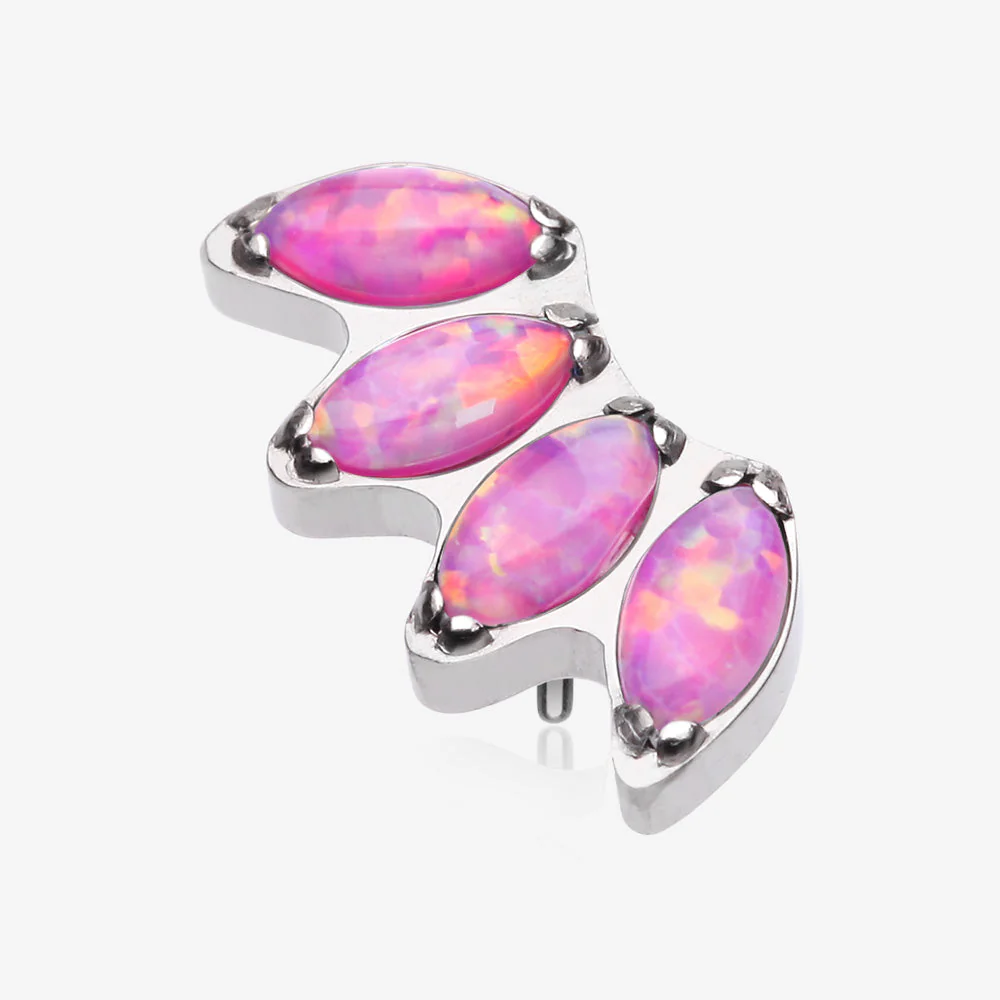 Implant Grade Titanium OneFit Threadless Marquise Fire Opal Sparkle Fan Top Part
