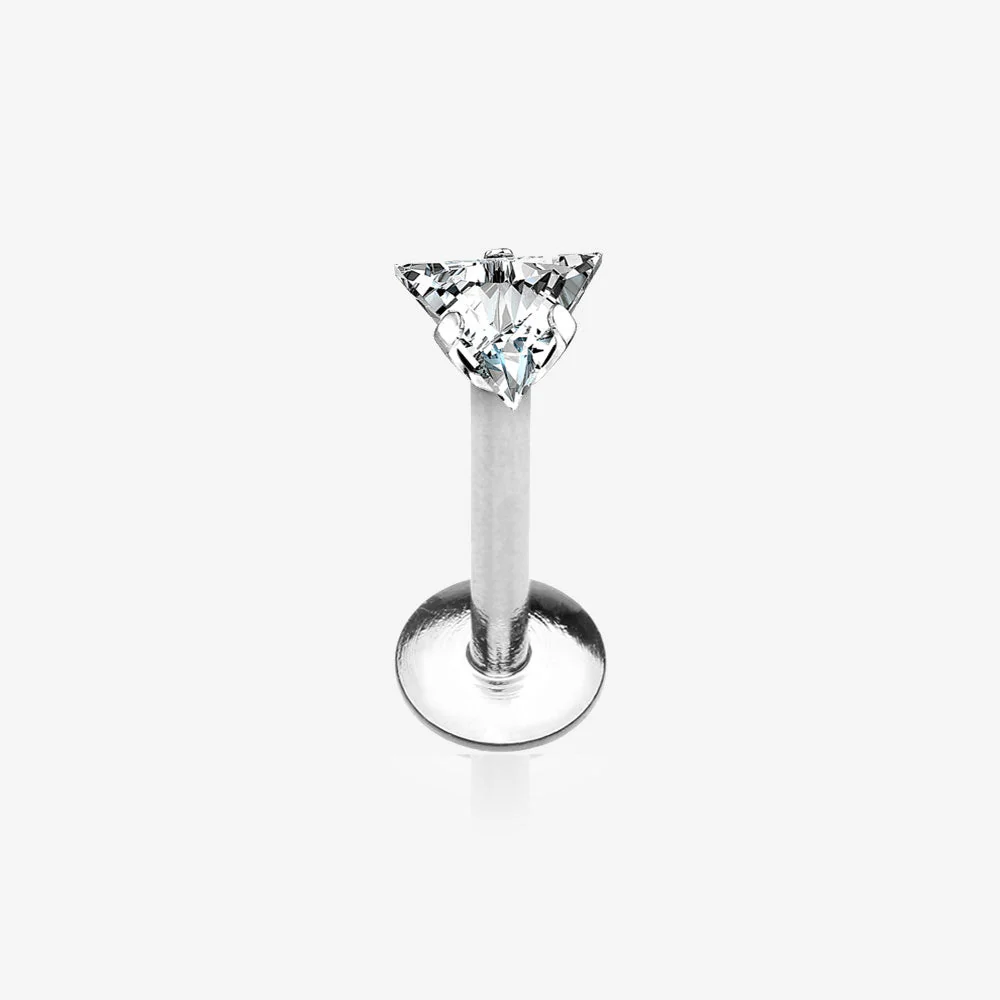 Implant Grade Titanium Triangle Gem Prong Set Top Internally Threaded Labret