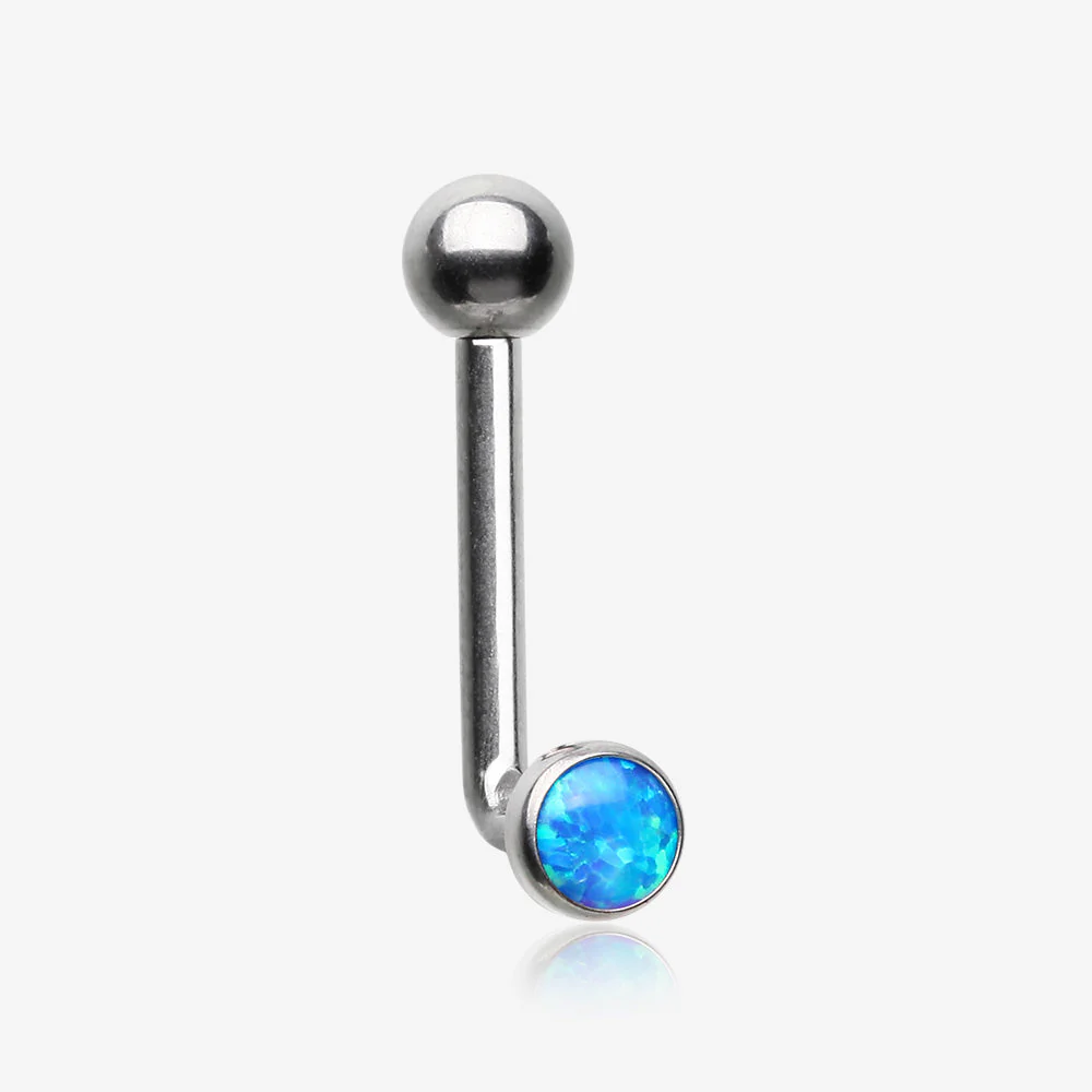 Implant Titanium Fire Opal Sparkle Internally Threaded VCH Bent Barbell