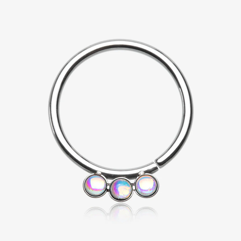 Iridescent Revo Triple Sparkle Bendable Twist Hoop Ring