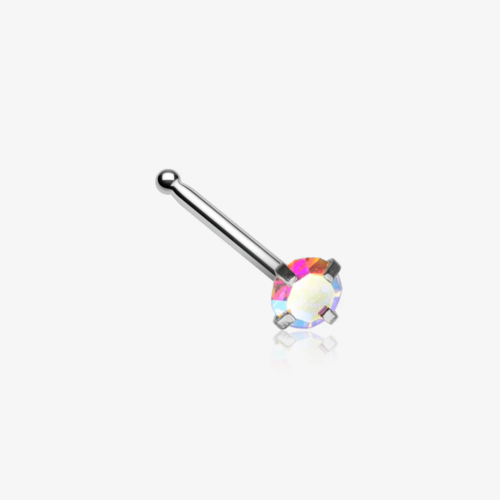 Iridescent Sparkle Gem Prong Set Nose Stud Ring