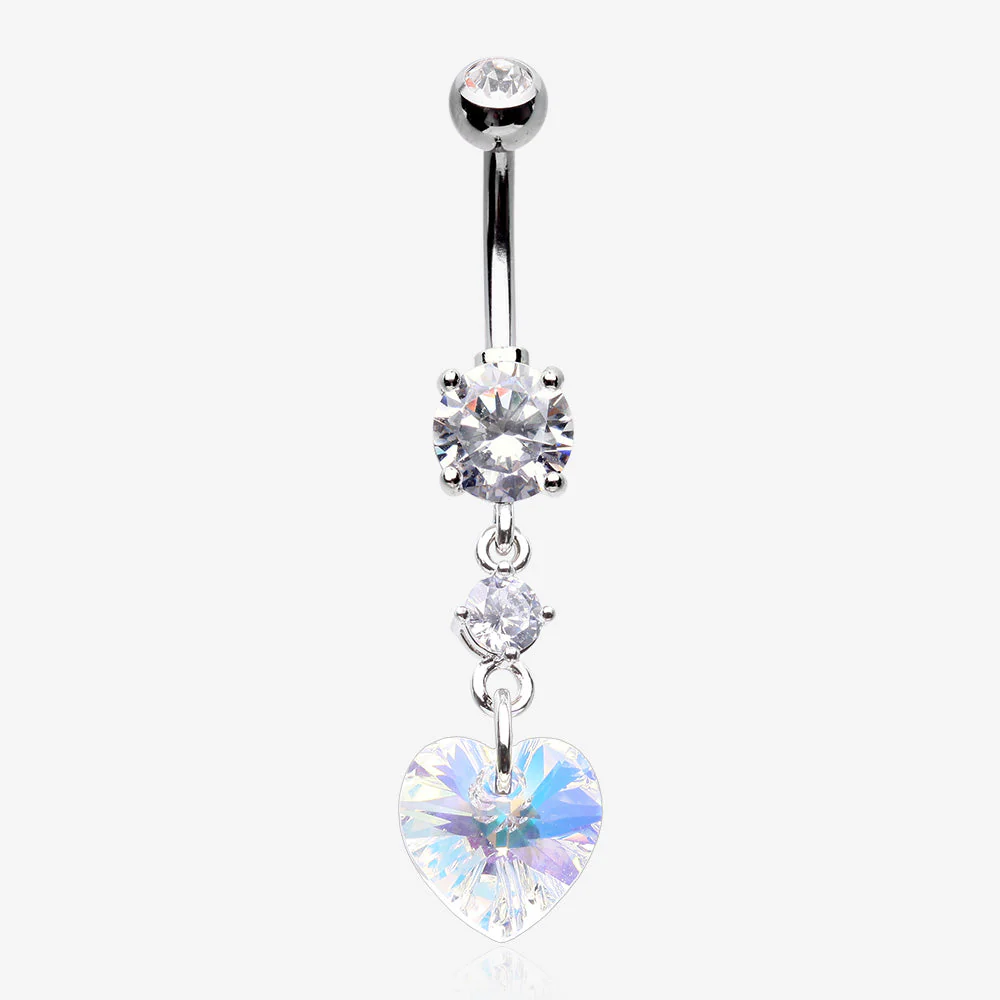 Iridescent Sparkle Heart Lumi Belly Button Ring