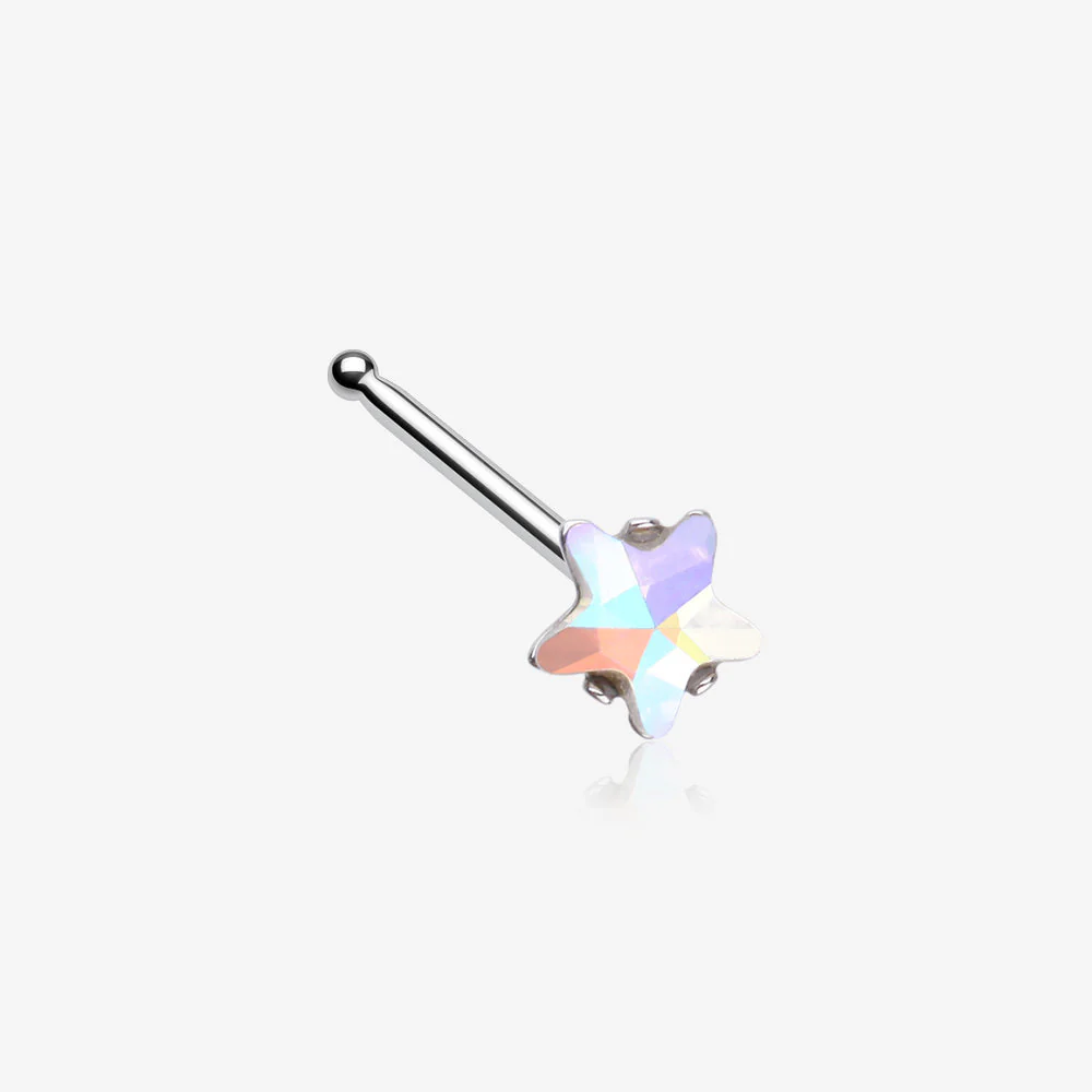Iridescent Star Sparkle Gem Nose Stud Ring