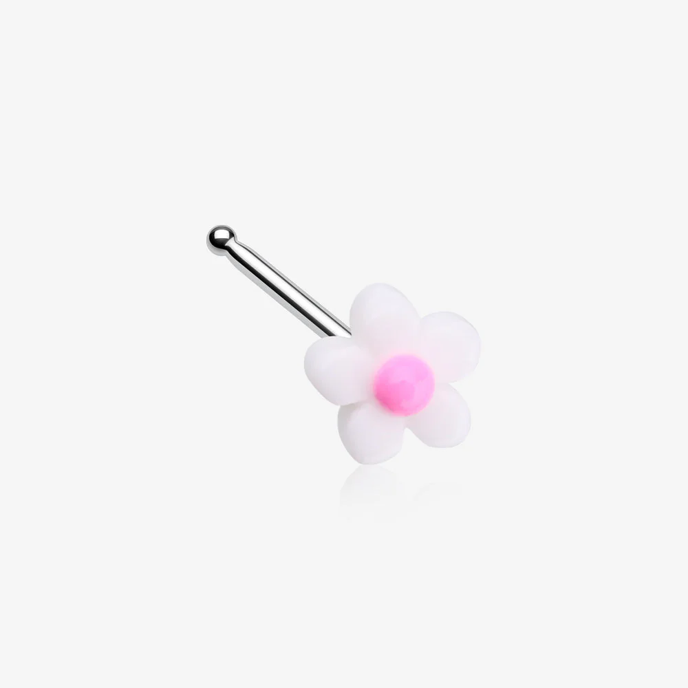 Kawaii Pop White Pink Flower Nose Stud Ring