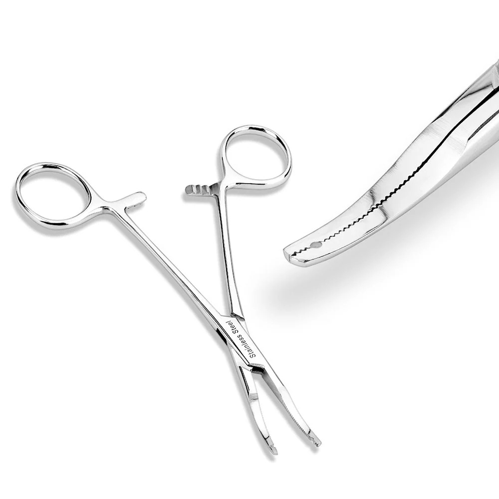 Micro Thin Tip Dermal Anchor Kelly Forceps (2mm hole)