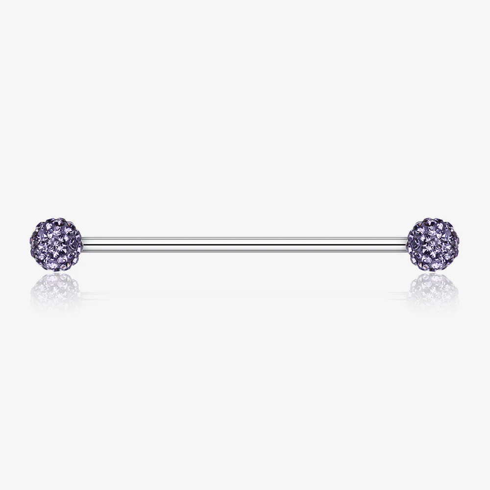 Multi-Gem Sparkle Ball Industrial Barbell