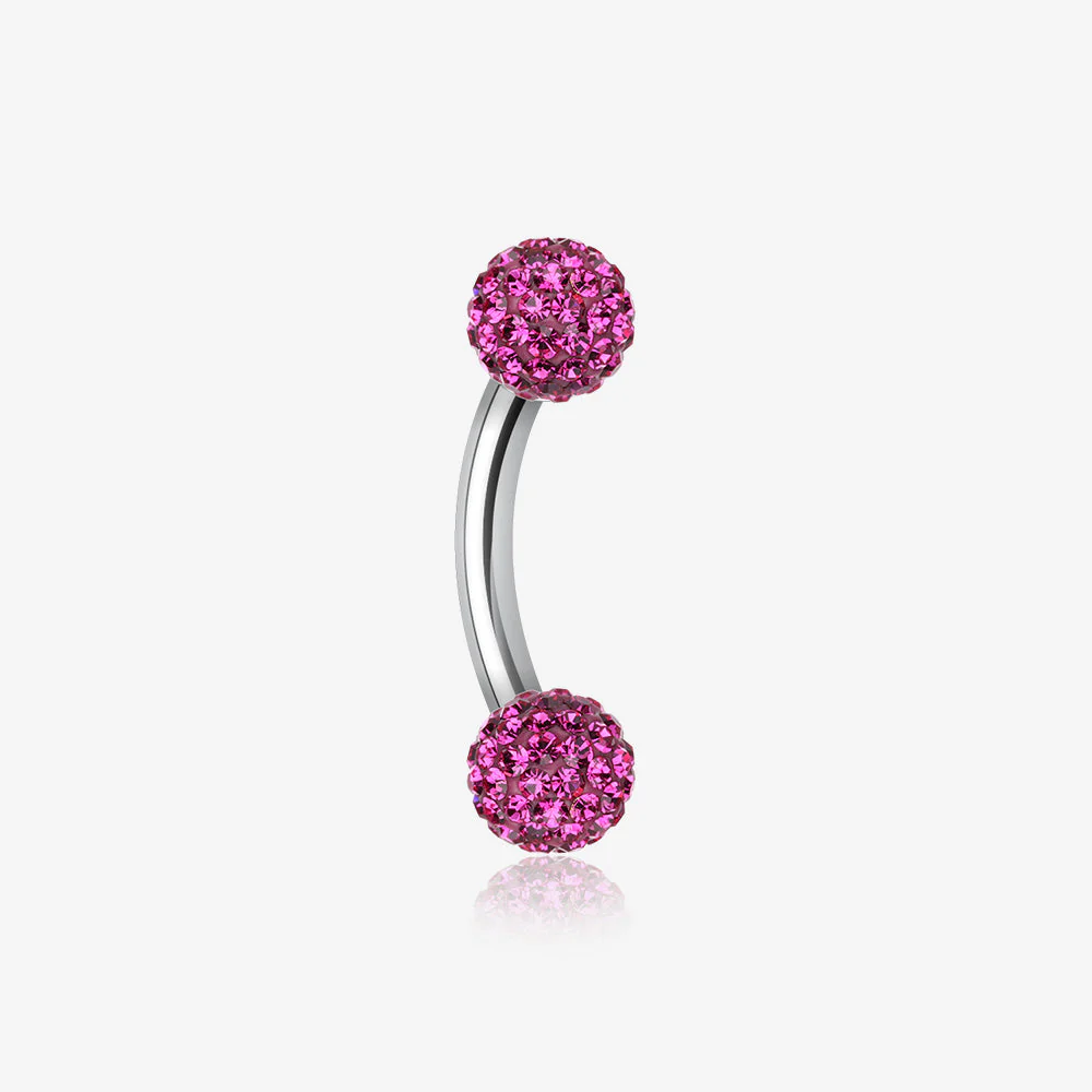 Multi-Gem Sparkle Curved Barbell Eyebrow Ring